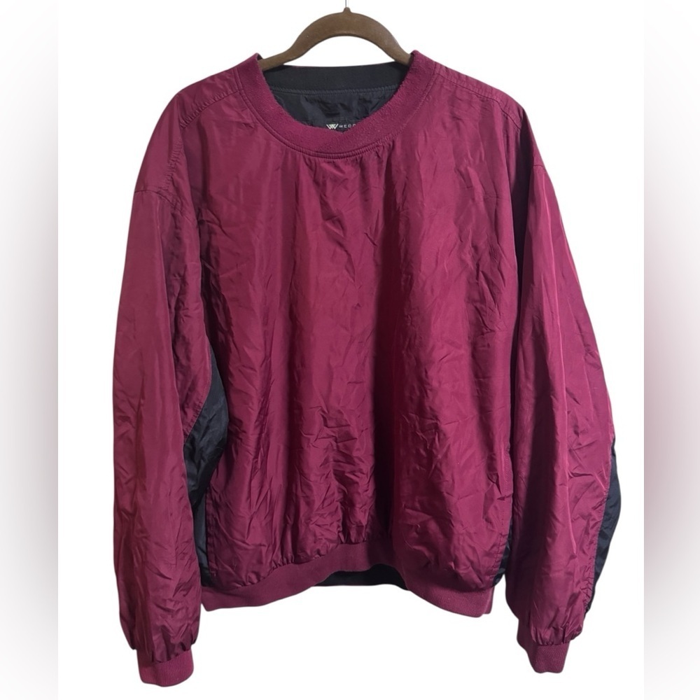 Vintage 90s Reversible Nylon Windbreaker Pullover Maroon Black Men’s XL